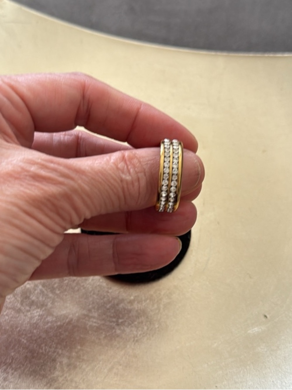 Men's Stacked Crystal Band Ring - Gold Tone Size 13 Bridal Wedding